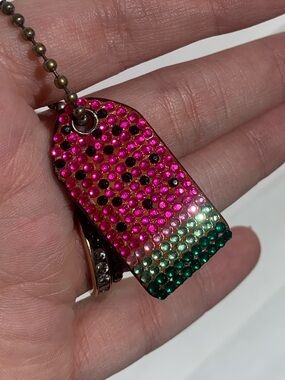 Coach Mini Hangtag with Watermelon Rhinestones Vintage Y2K Bag Charm
